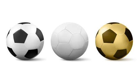 Realistic soccer ball or football ball on white background.  Vector Ball isolated on white backgroundのイラスト素材