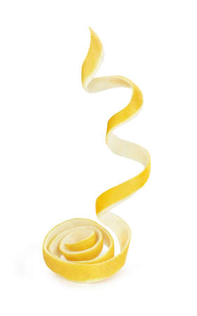 1Twisted lemon peel on a white backgroundの写真素材