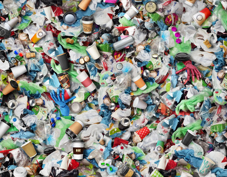 Eco concept. Garbage texture, top viewの写真素材