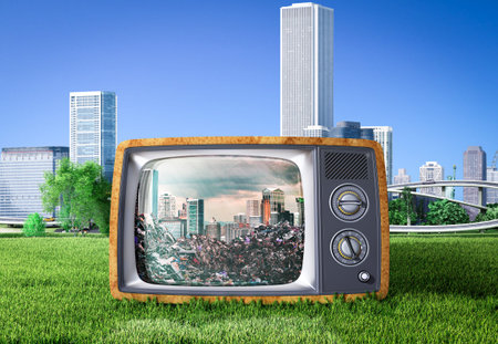 Modern City skyline of skyscrapers isolated at white background. 3d illustration