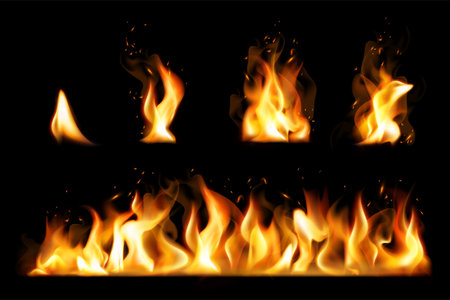 Bonfire set. Isolated vector illustrationのイラスト素材