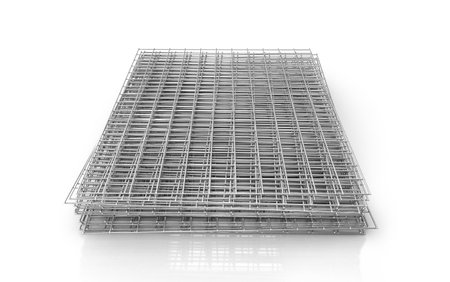 concrete construction steel net piles 3d illustrationの写真素材