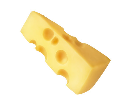Piece of cheese isolated on a white backgroundの写真素材
