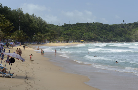 A beach in Hat Kata Yai sueden the island of Phuket in southern Thailand in Southeast Asiaのeditorial素材