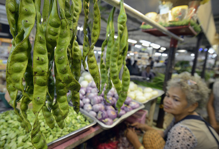 Vegetables on the day market in the capital of Phuket Town on the island of Phuket in southern Thailand in Southeast Asiaのeditorial素材