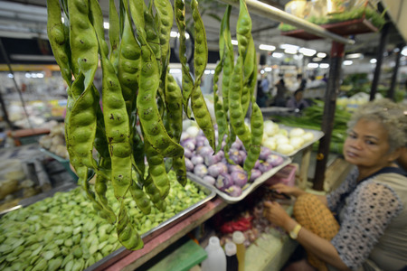 Vegetables on the day market in the capital of Phuket Town on the island of Phuket in southern Thailand in Southeast Asiaのeditorial素材