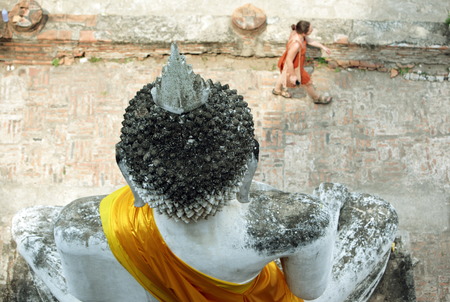 Wat Yai Chai temple in the temple city of Ayutthaya north of Bangkok in Thailandのeditorial素材