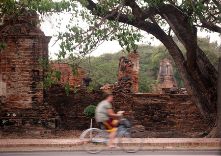 The Wat Ratburana temple in the temple city of Ayutthaya north of Bangkok in Thailandのeditorial素材