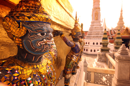 A Ramakien figure inside the Wat Phra Keo in Tempelgelaende the king s palace in the historic center of the capital Bangkok in Thailandのeditorial素材