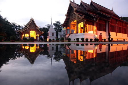 The architecture of Wat Phra Sing temple in Chiang Mai in the north of Thailandのeditorial素材