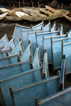 The traditional paper umbrella production in Chiang Mai in northern Thailand