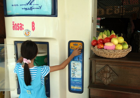 A drinking water dispenser in the center of Chiang Mai in the north of Thailandのeditorial素材