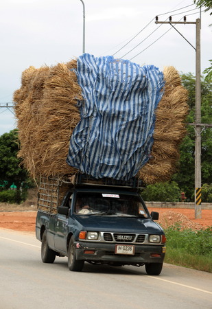 A straw transport at the village fishing north of Chiang Mai in northern Thailandのeditorial素材