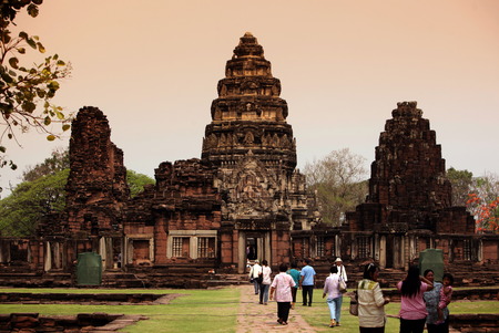 The Khmer temple of Phimai in Khorat in the province of Nakhon Ratchasima in northeastern Thailand in the southwest of Thailand in South East Asiaのeditorial素材