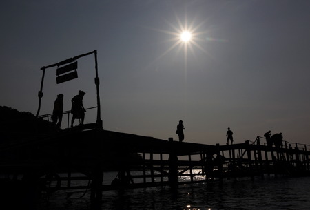 The beach and island scenery on the island of Koh Naang yuan next to the island of Koh Tao in the Gulf of Thailand in the south west of Thailand in South East Asiaのeditorial素材