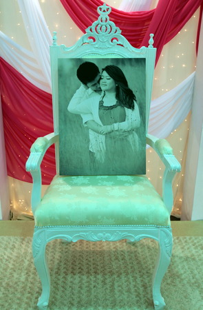A chair at a wedding exhibition in the capital Bandar Seri Begawan in Brunei Darussalam Kingdom on Borneo in South East Asiaのeditorial素材