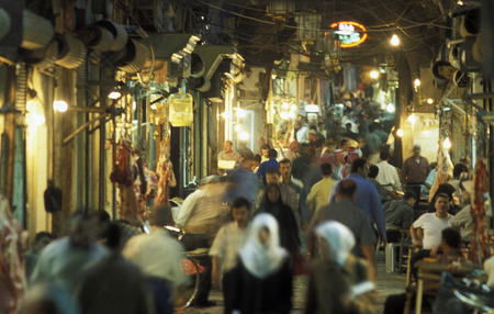 The Souq or market in the medina of the old city of Aleppo in northern Syria in the Middle Eastのeditorial素材