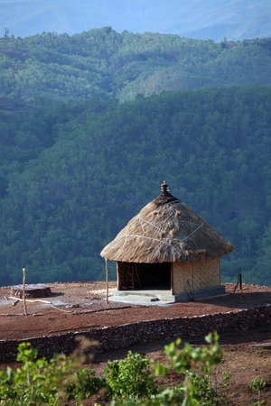 Asia, Southeast Asia, East Timor, Timor-Leste, Timor, Maubisse, Mountain Region, minorities, home, daily life, A traditional house in Maubisse in the mountain region in East Timor in Southeast Asia Urs FlÃ¼elerの写真素材