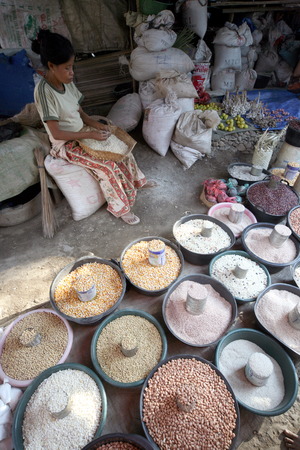 The fruit and vegetable market in Dili the capital of East Timor on the island of Timor separated into two in Asiaのeditorial素材