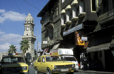 The Clock Tower or Clock Tower in the old town of Aleppo in northern Syria in the Middle Eastのeditorial素材