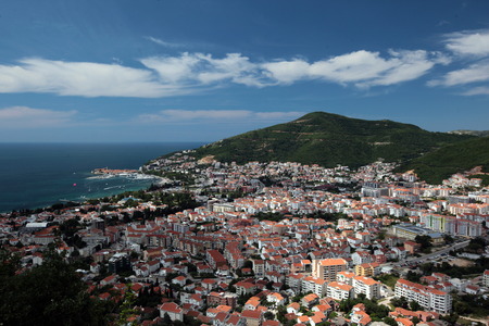 The town of Budva, on the Mediterranean coast in Montenegro in the Balkans in Eastern Europeのeditorial素材