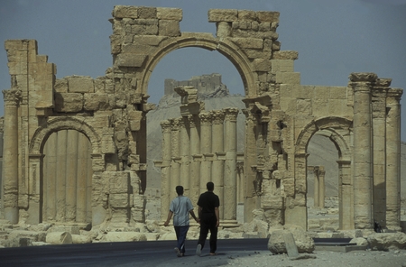 The ruins of Palmyra in the desert Faydat in Syria in the Middle East in Arabiaのeditorial素材