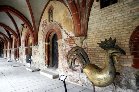 A walk in the courtyard of the Cathedral in the old town of Riga, Latviaのeditorial素材