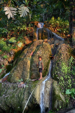 A waterfall in Loihumo in the central East Timor East Timor in Southeast Asiaのeditorial素材