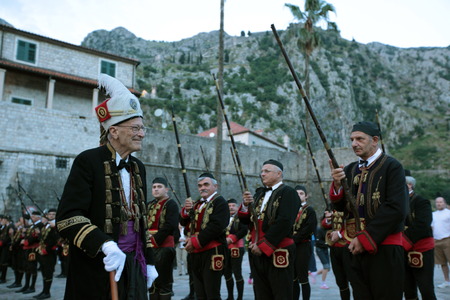 Europe, Eastern Europe, Balkans, Montenegro, Mediterranean, Adriatic, Kotor, Bay of Kotor, Bay, Old Town, Village, Festival, guild,のeditorial素材