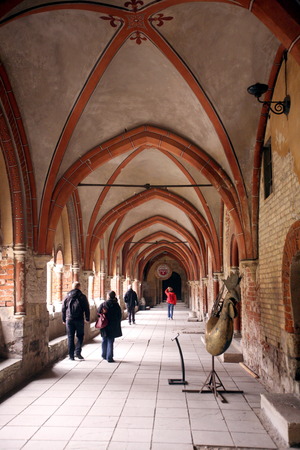 A walk in the courtyard of the Cathedral in the old town of Riga, Latviaのeditorial素材