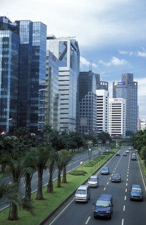 The skyline of downtown jakarta the capital of Indonesiaのeditorial素材
