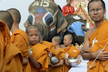 The Songkran festival or Thai New Year water festival to be in full swing north of Bangkok in Ayutthaya Thailand in Southeast Asiaのeditorial素材