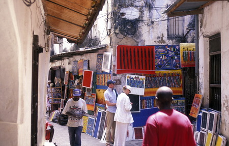 An alley in the old town in Stone Town the capital of the island of Zanzibar in the Indian Ocean in Tanzania in Africaのeditorial素材