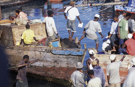 The fishing port in Stone Town Zanzibar Town capital on the island of Zanzibar which belongs to Tanzaniaのeditorial素材