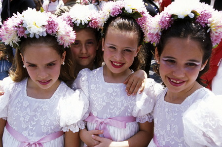The traditional Fruehlings Flower Festival in Funchal on the island of Madeira in the Atlantic Oceanのeditorial素材