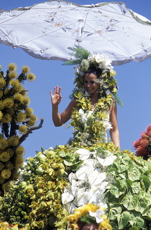 The Traditional Flower Festival in Funchal on the island of Madeira in the Atlantic Ocean, Portugalのeditorial素材