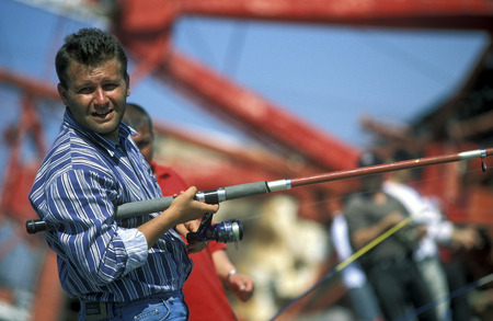 A Fishermen on the Coast in the Sultanahmet district in Istanbul , Turkeyのeditorial素材