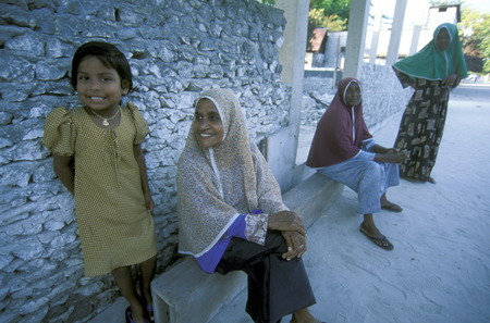  in an alley of a local island of the Maldives group of islands in the Indian Oceanのeditorial素材