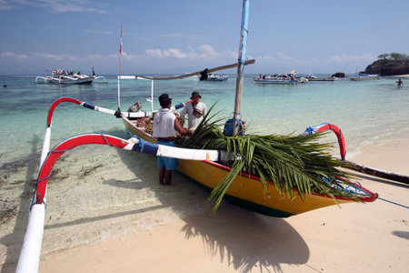 the Beach at  the Island of Nusa Lembongan next to Bali in Indonesiaのeditorial素材