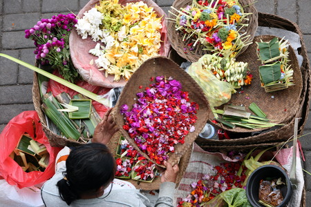 The market in Ubud in Central Bali on the island of Bali in Indonesiaのeditorial素材