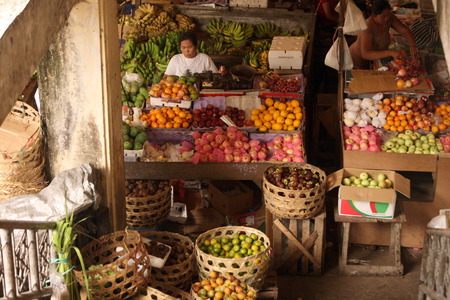 The Pasar Badung market in Denpasar in Central Bali on the island of Bali in Indonesiaのeditorial素材