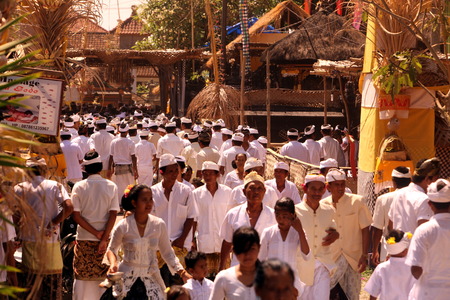 the Big traditional Ceremony on the Island Nusa lembongan next to bali in Indonesiaのeditorial素材