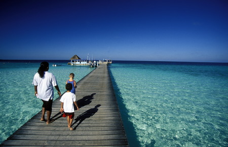 A ridge of a hotel complex on the islands of the Maldives in the Indian Oceanのeditorial素材