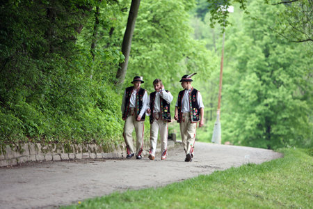 a folklore festival in the Town of Cerveny klastor in the north of Slovakia on the border to Poland in Eastern Europeのeditorial素材