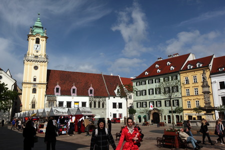 in the Old Town of Bratislava, the capital on the Danube in Slovakia in Eastern Europeのeditorial素材