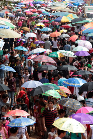 A True Mass at traditional boat race in Vientiane, capital of Laos in Southeast Asiaのeditorial素材