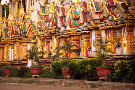 The temple Wat Sainyaphum in the city Savannahet in central Laos on the border with Thailand in Southeast Asiaのeditorial素材