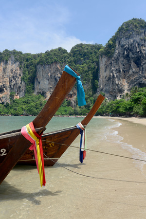 The Hat Tom Sai Beach at Railay near Ao Nang outside of the City of Krabi on the Andaman Sea in the south of Thailand. のeditorial素材