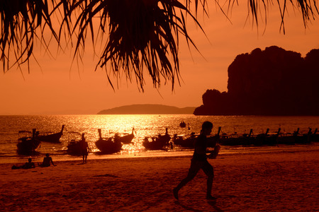 The Hat Railay Leh Beach at Railay near Ao Nang outside of the City of Krabi on the Andaman Sea in the south of Thailand. のeditorial素材