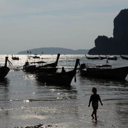 The Hat Railay Leh Beach at Railay near Ao Nang outside of the City of Krabi on the Andaman Sea in the south of Thailand. のeditorial素材